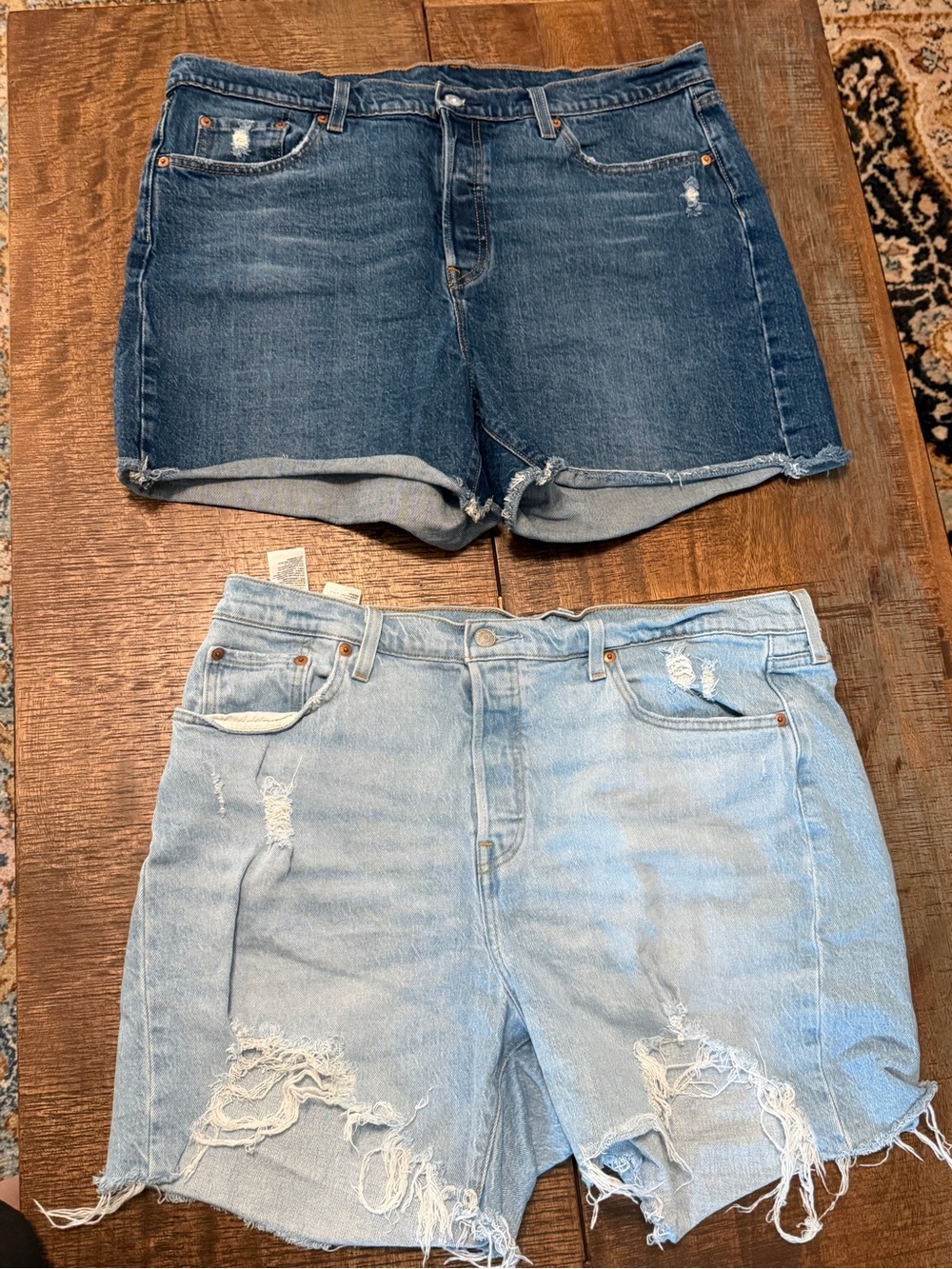 Levi's 2 pairs Distressed Denim Shorts - Dark Blue & Light Blue